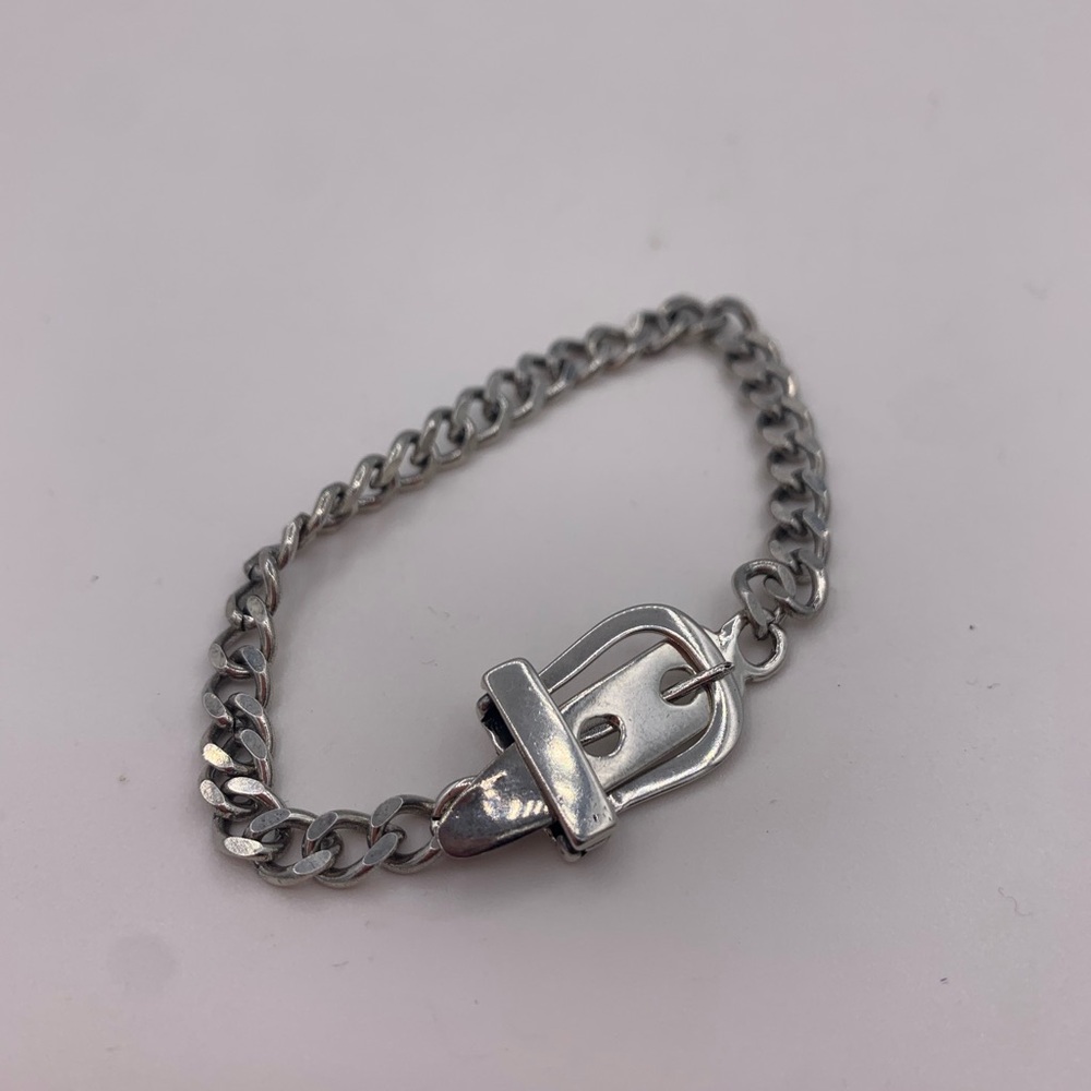 Bracelet, 925 sterling silver, chain link with buckle clasp, new